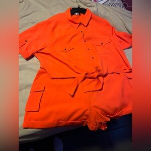 Orange fashion nova short set